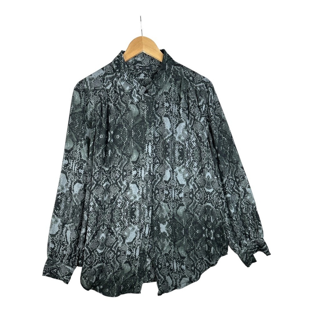 INC International Concepts Snake Print Long Sleeve Button Down Blouse size XL